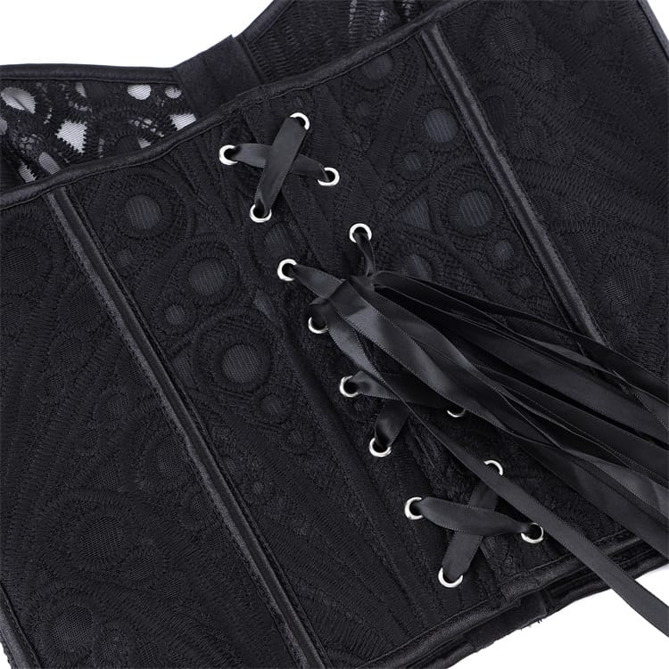 Kobine Women's Gothic Lace-up Mesh Sheer Overbust Corset