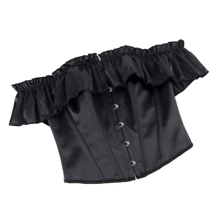 Kobine Women's Gothic Off-shoulder Ruffled Lace-up Overbust Corset