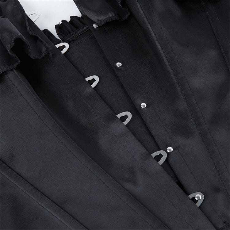 Kobine Women's Gothic Off-shoulder Ruffled Lace-up Overbust Corset