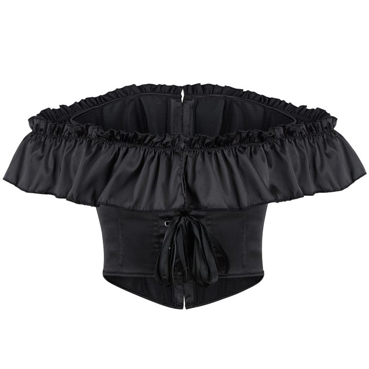 Kobine Women's Gothic Off-shoulder Ruffled Lace-up Overbust Corset