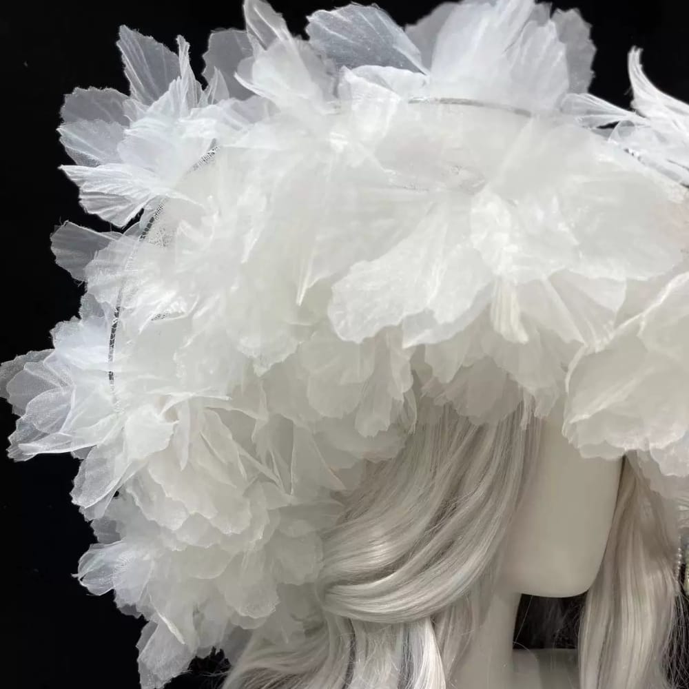 Kobine Women's Gothic Organza Floral Wide Brim Hat