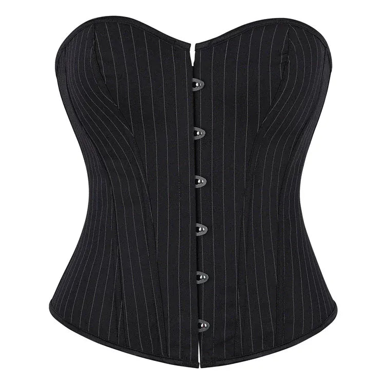 Kobine Women's Gothic Pinstripe Lace-up Overbust Corset