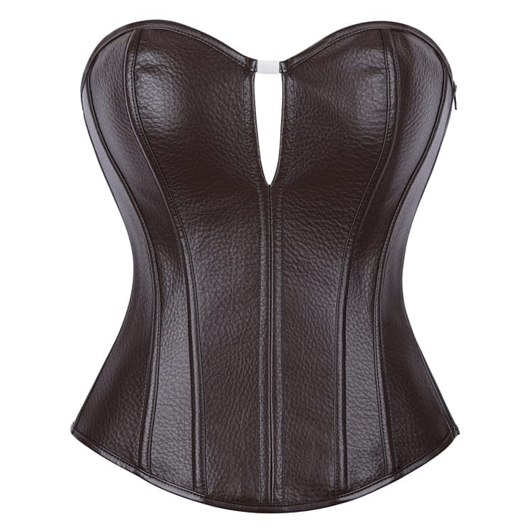 Kobine Women's Gothic Plunging Side Zipper Lace-up Overbust Corset