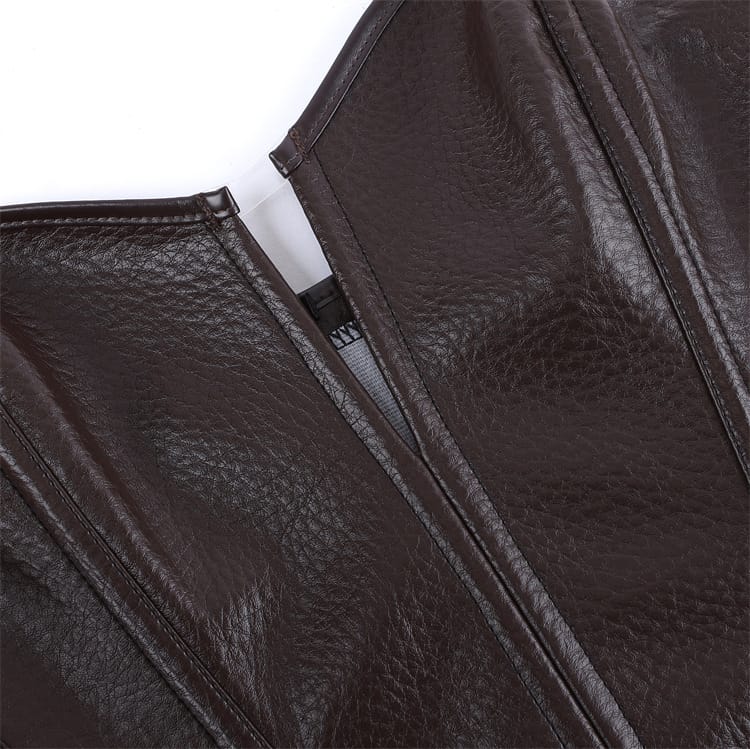 Kobine Women's Gothic Plunging Side Zipper Lace-up Overbust Corset