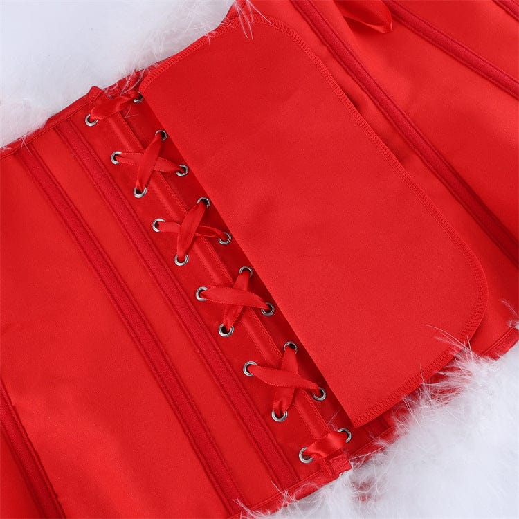 Kobine Women's Gothic Plush Lace-up Overbust Corset