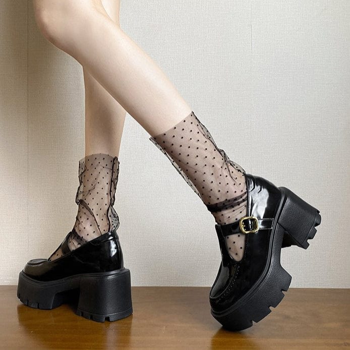 Kobine Women's Gothic Punk Cutout Platform Mary Jane Shoes