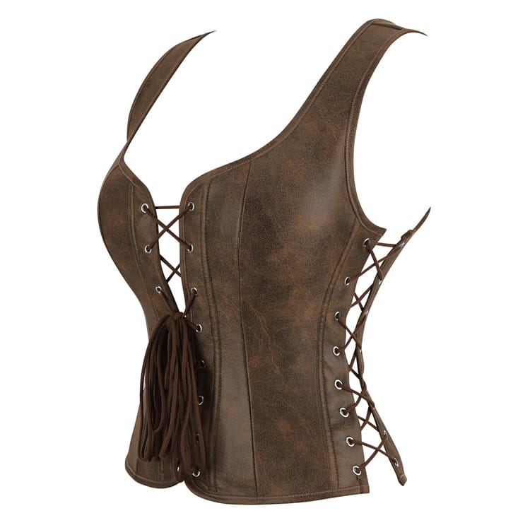 Kobine Women's Gothic Retro Lace-up Overbust Corset