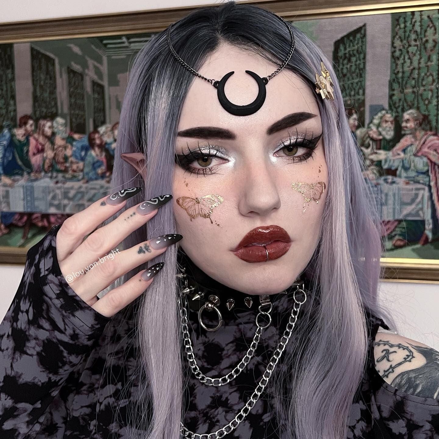 Kobine Women's Gothic Rivets&Chains Wide Chokers