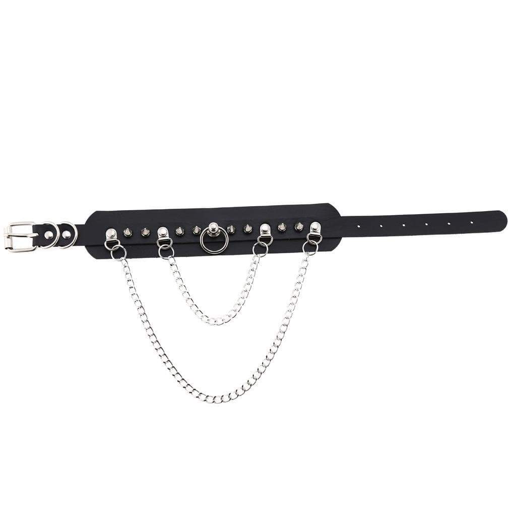 Kobine Women's Gothic Rivets&Chains Wide Chokers