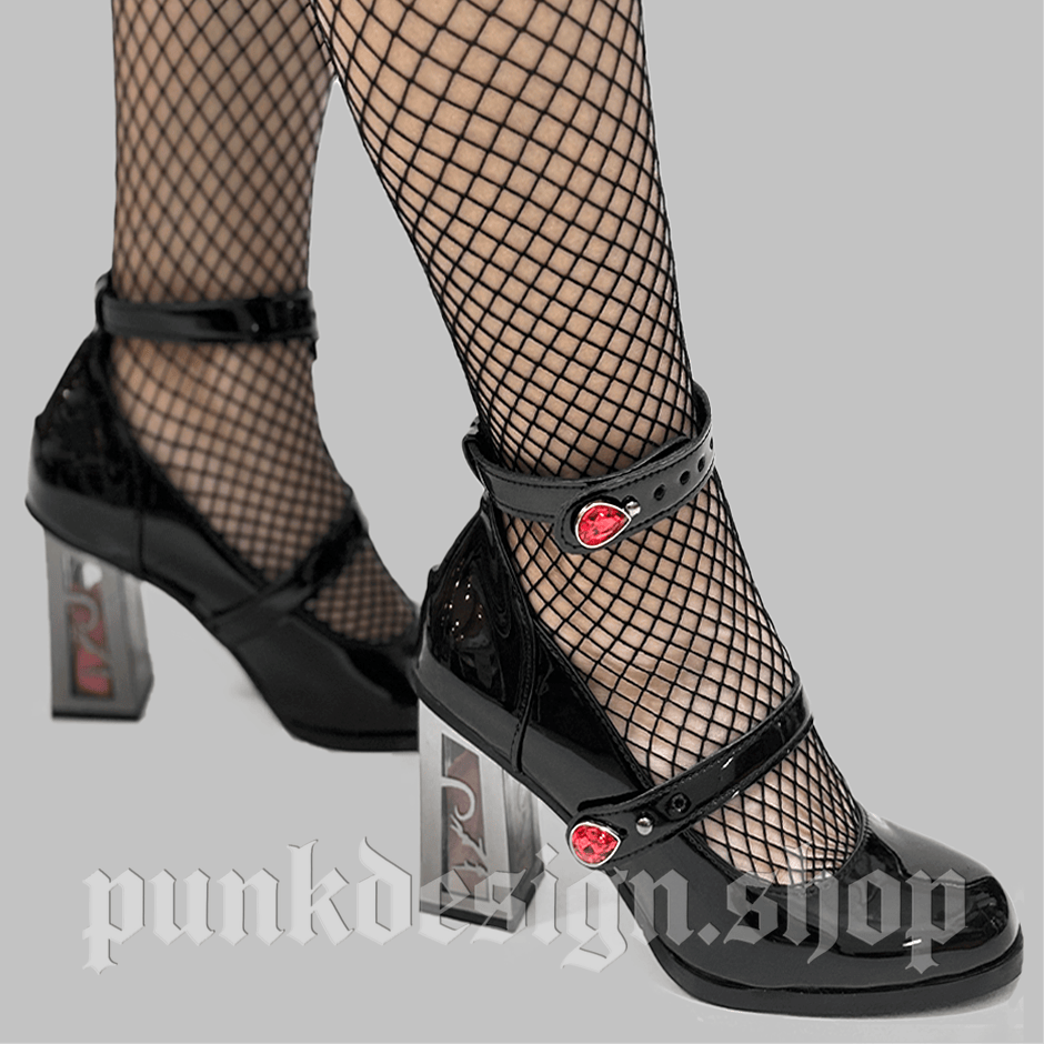 Kobine Women's Gothic Rose Chunky Heels Mary Jane Shoes