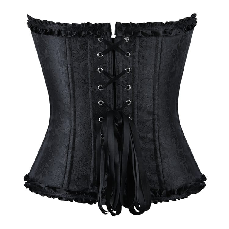 Kobine Women's Gothic Ruffle Lace-up Front Buckle Overbust Corset
