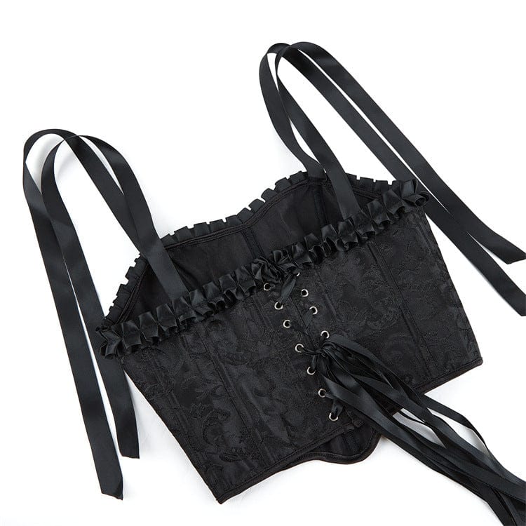 Kobine Women's Gothic Ruffled Hem Lace-up Overbust Corset