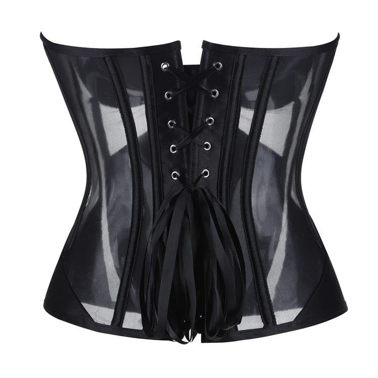 Kobine Women's Gothic Sheer Lace-up Overbust Corset