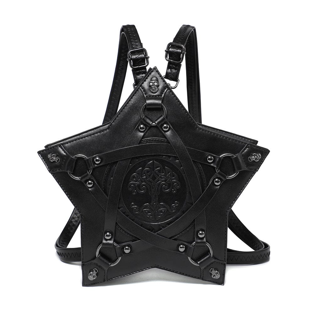 Kobine Women's Gothic Skull Rivet Pentacle Bag