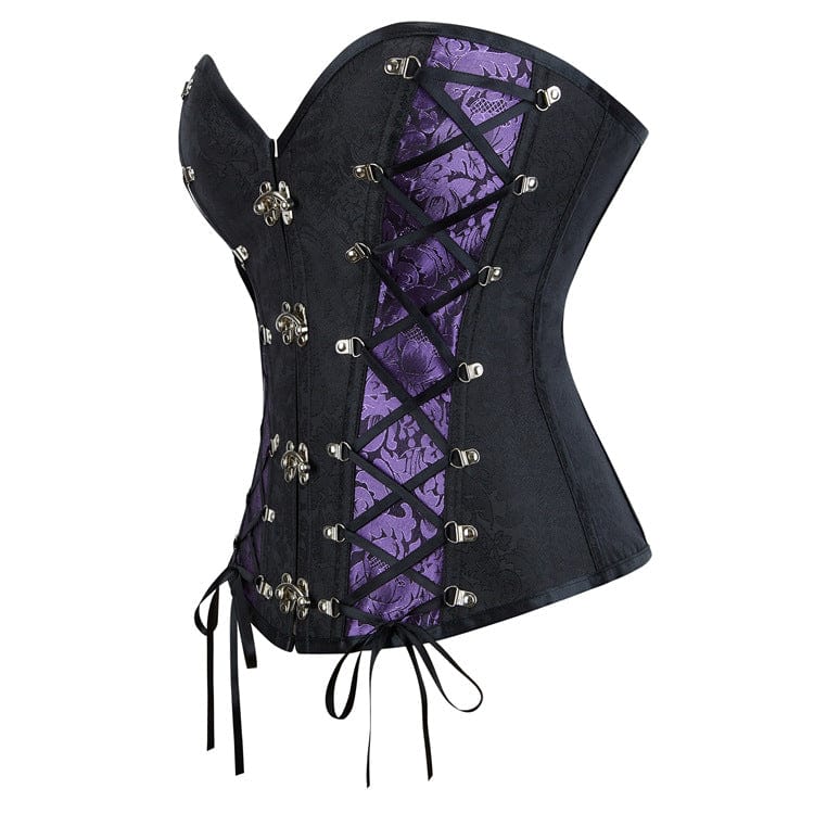 Kobine Women's Gothic Strappy Buckle-up Overbust Corset