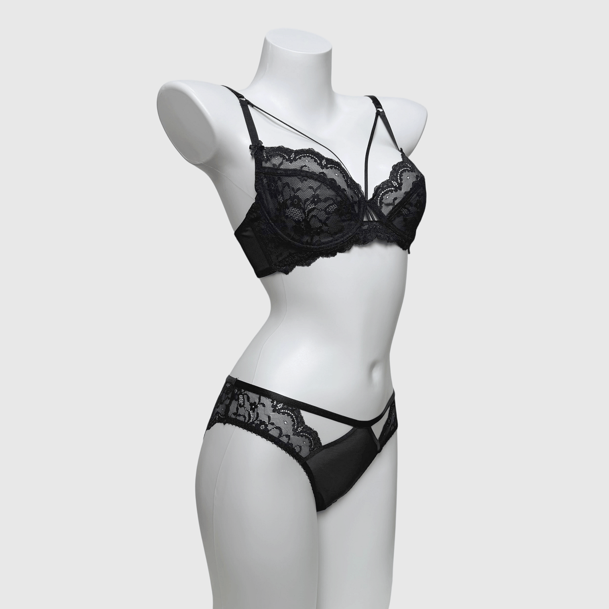 Kobine Women's Gothic Strappy Floral Lace Lingerie Set