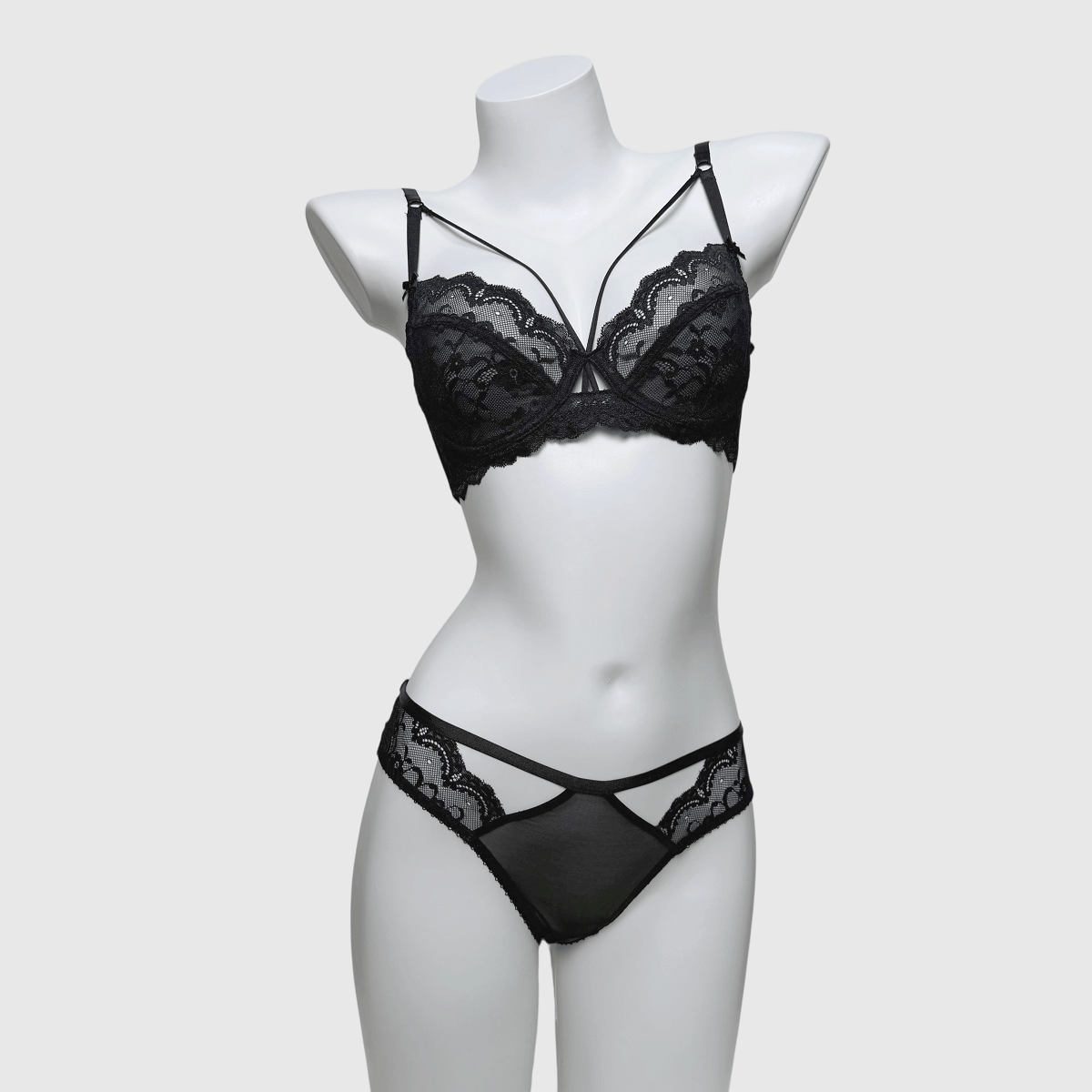 Kobine Women's Gothic Strappy Floral Lace Lingerie Set