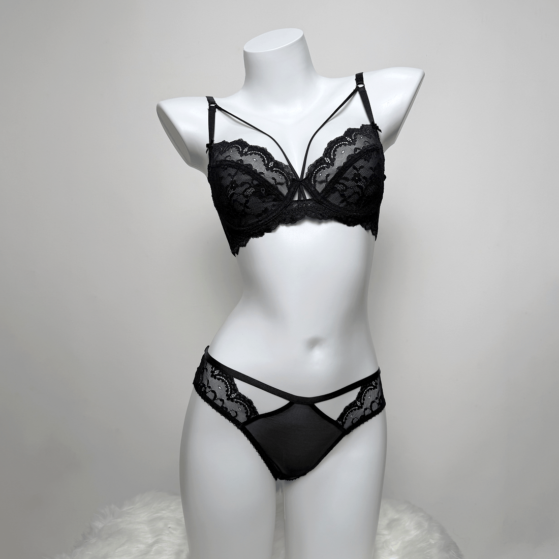 Kobine Women's Gothic Strappy Floral Lace Lingerie Set