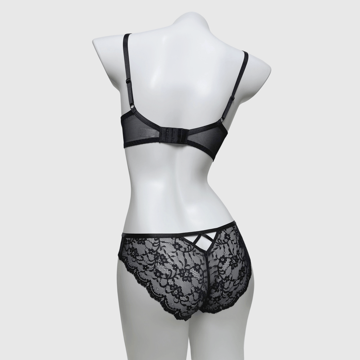 Kobine Women's Gothic Strappy Floral Lace Lingerie Set