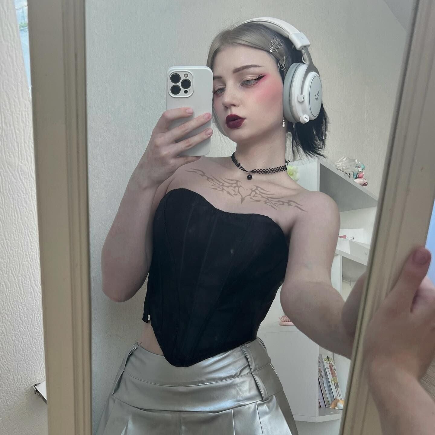 Kobine Women's Gothic Strappy Solid Color Overbust Corset