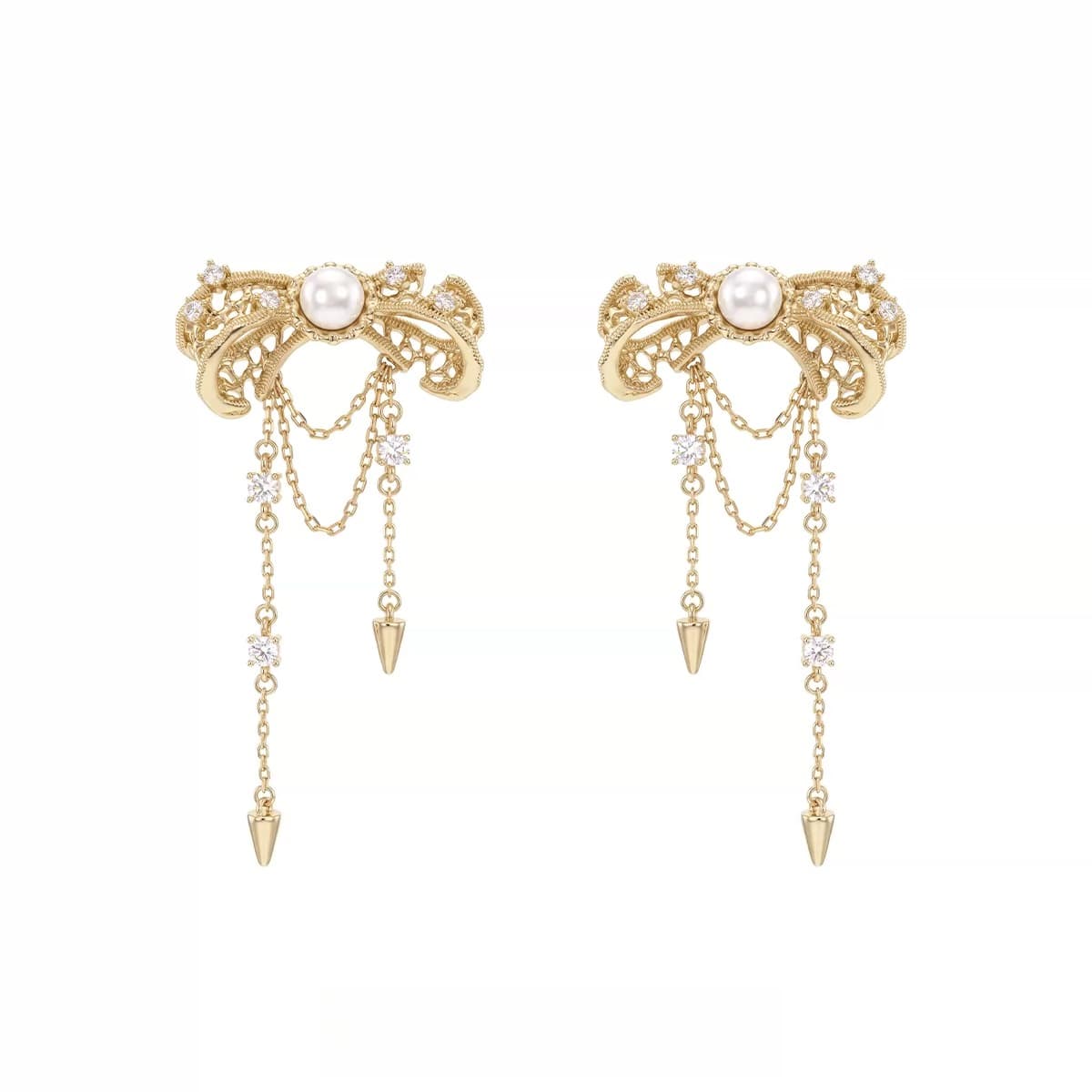 Kobine Women's Grunge Bowknot Chain Earrings