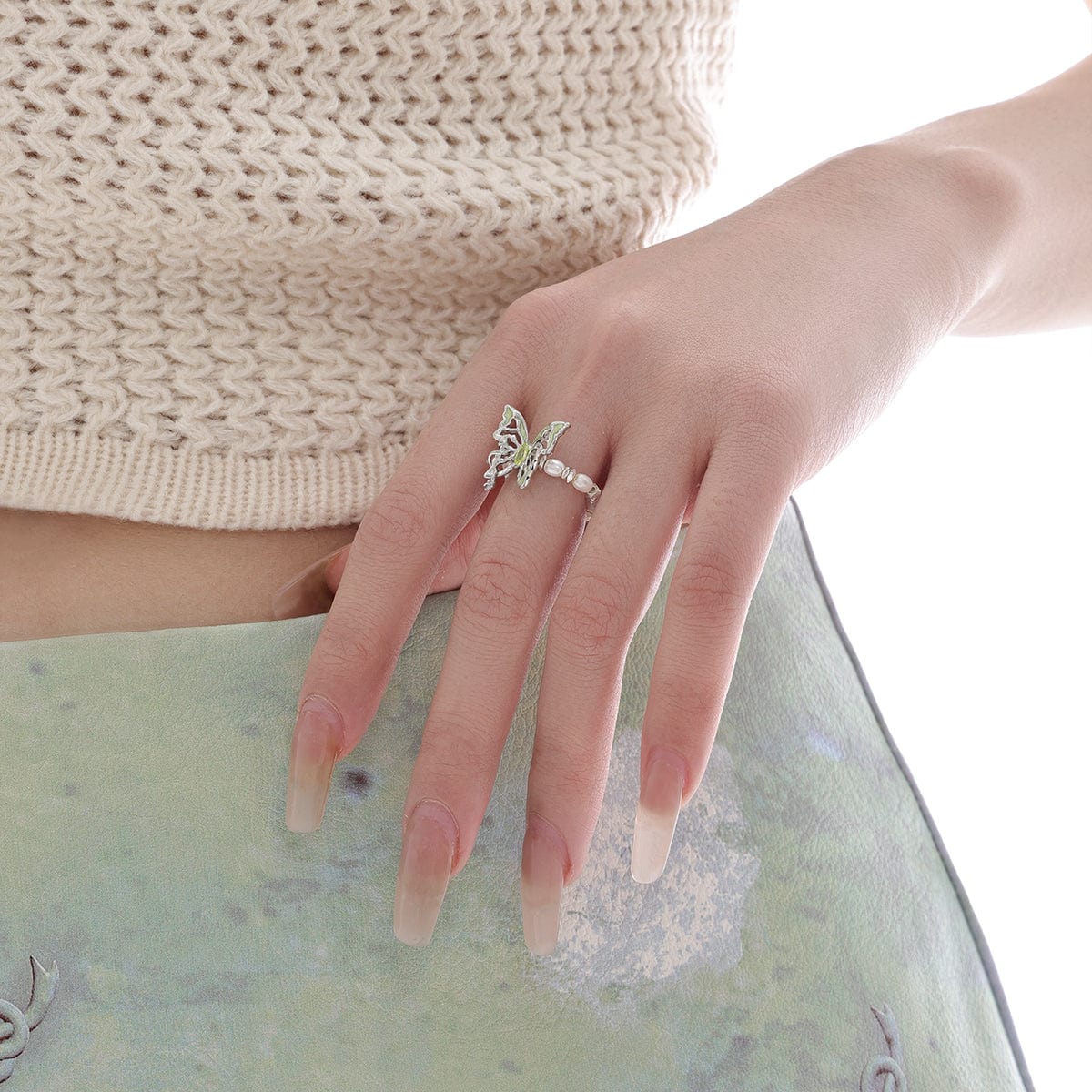 Kobine Women's Grunge Butterfly Elastic Ring