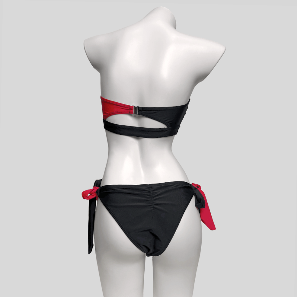 Kobine Women's Grunge Contrast Color Ring Tie Side Bikini Set