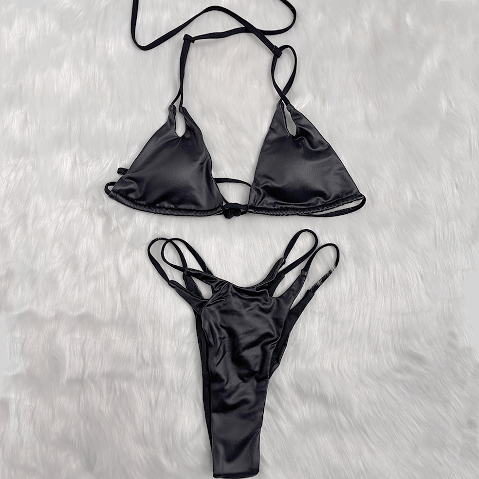 Kobine Women's Grunge Cutout Halter Two Piece Bikini