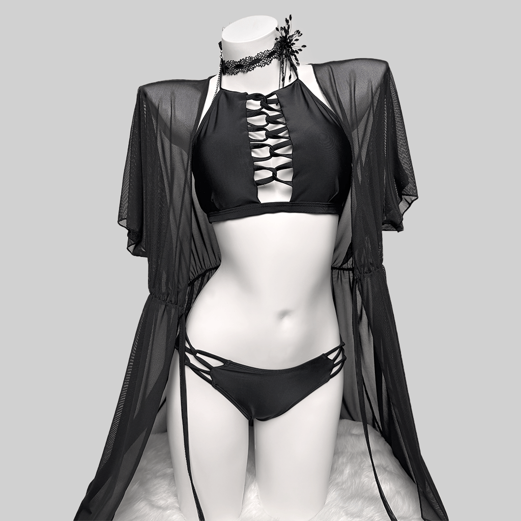 Kobine Women's Grunge Halter Cutout Two Piece Bikini Set