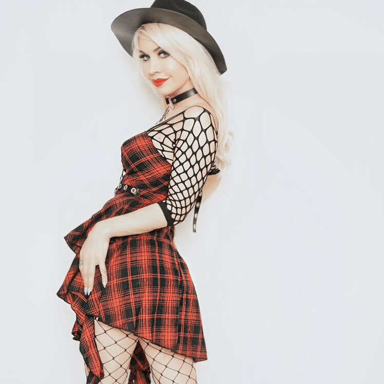 Kobine Women's Grunge Irregular Plaid Layered Dress