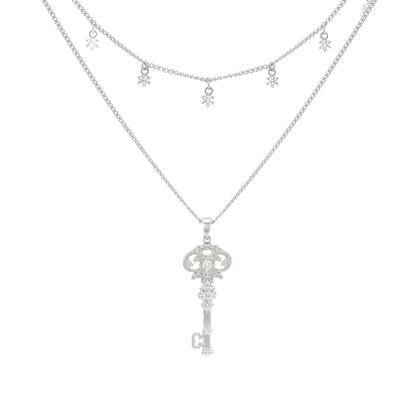 Kobine Women's Grunge Key Double Layer Necklace