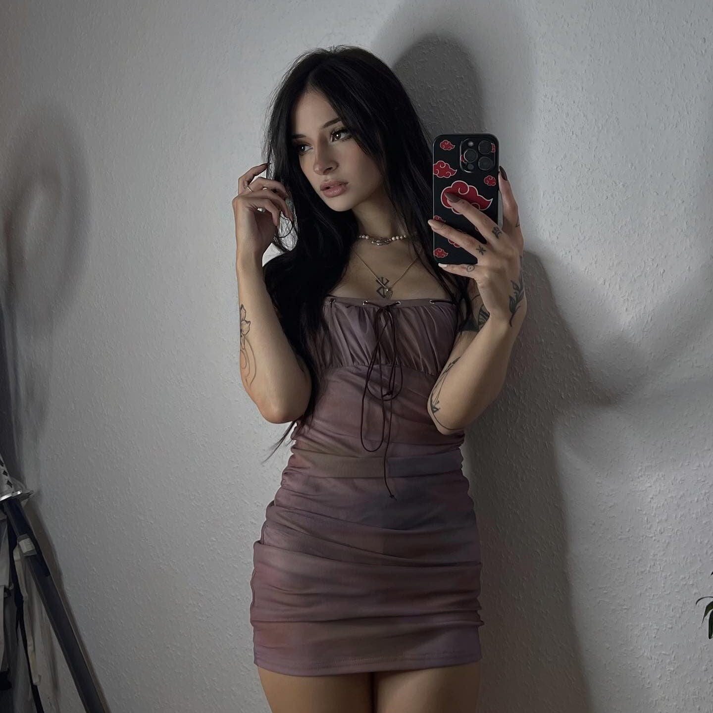 Kobine Women's Grunge Lace-up Ruched Slip Dress