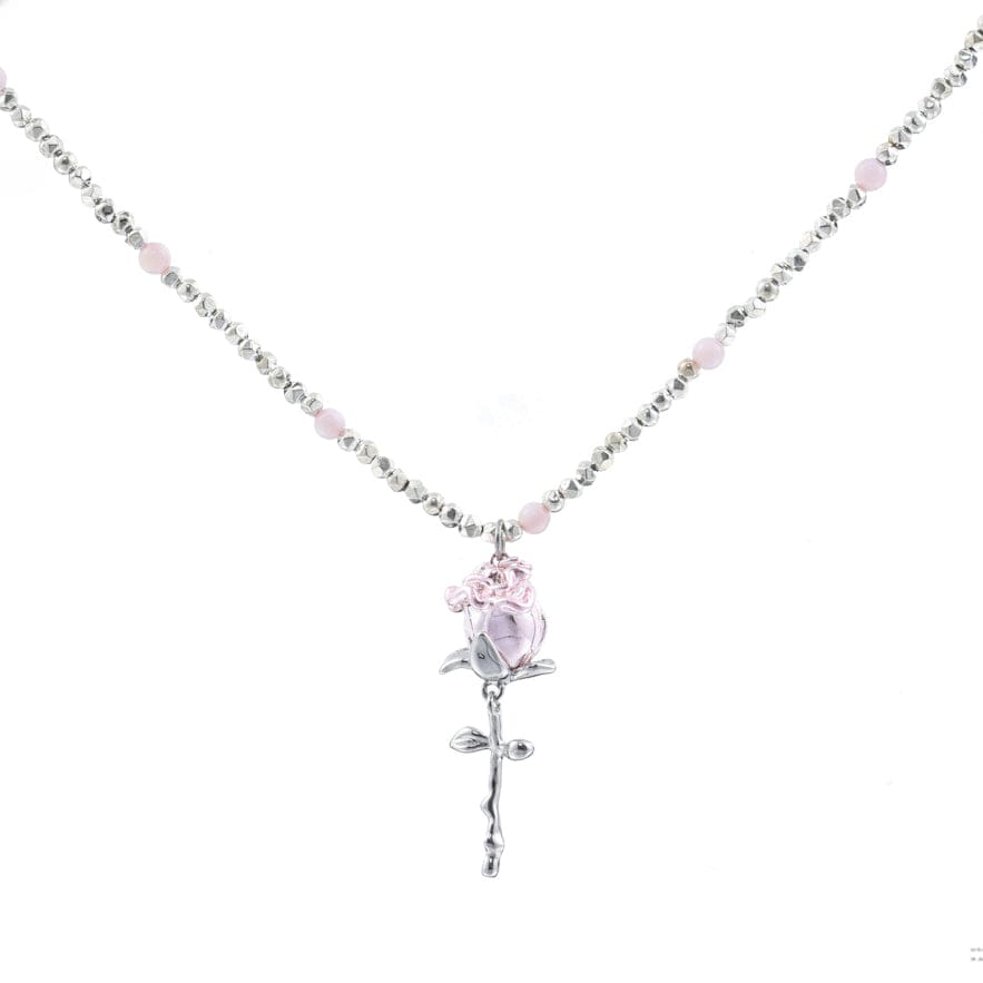Kobine Women's Grunge Rose Beaded Necklace