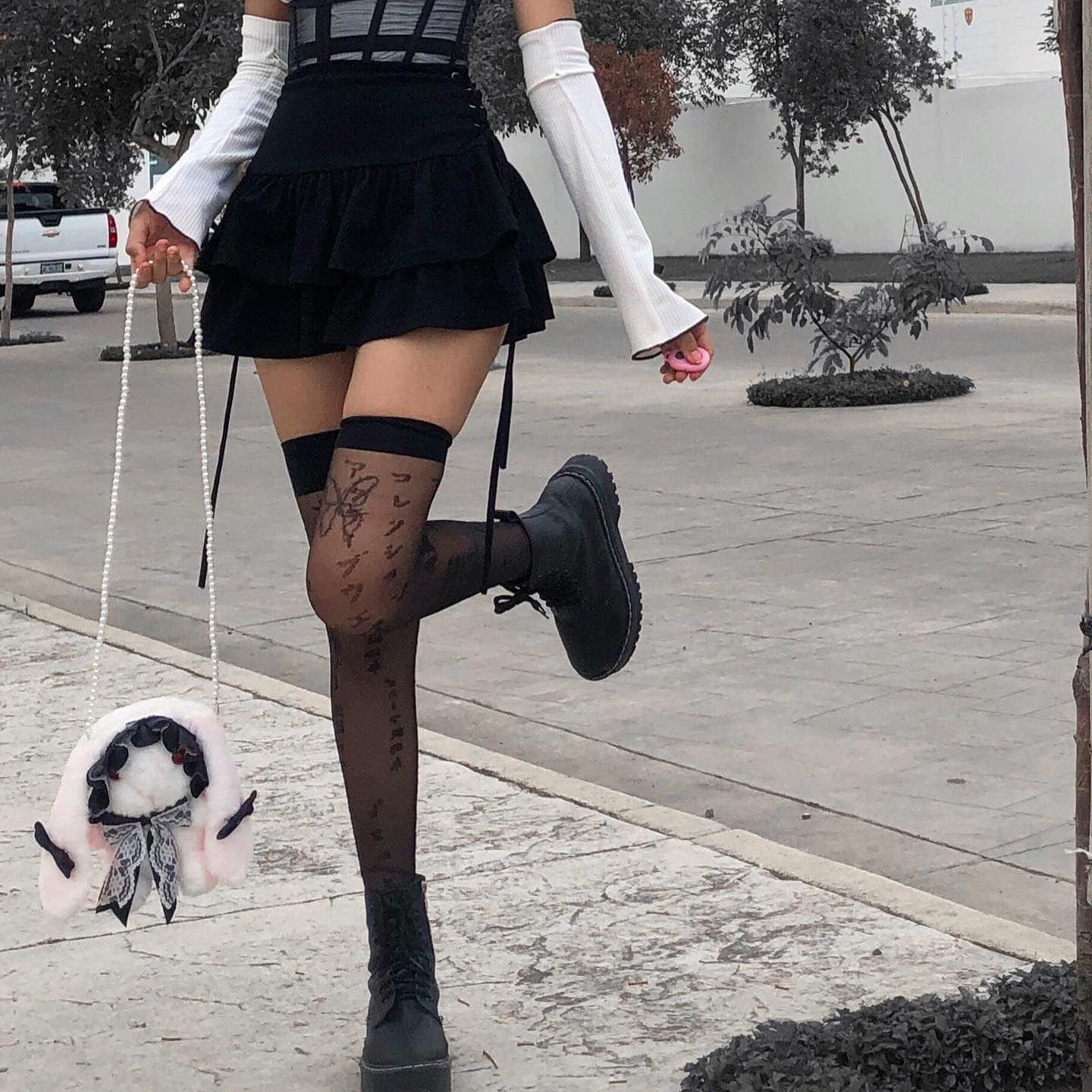 Kobine Women's Grunge Side Lacing Double-layer Mini Skirts