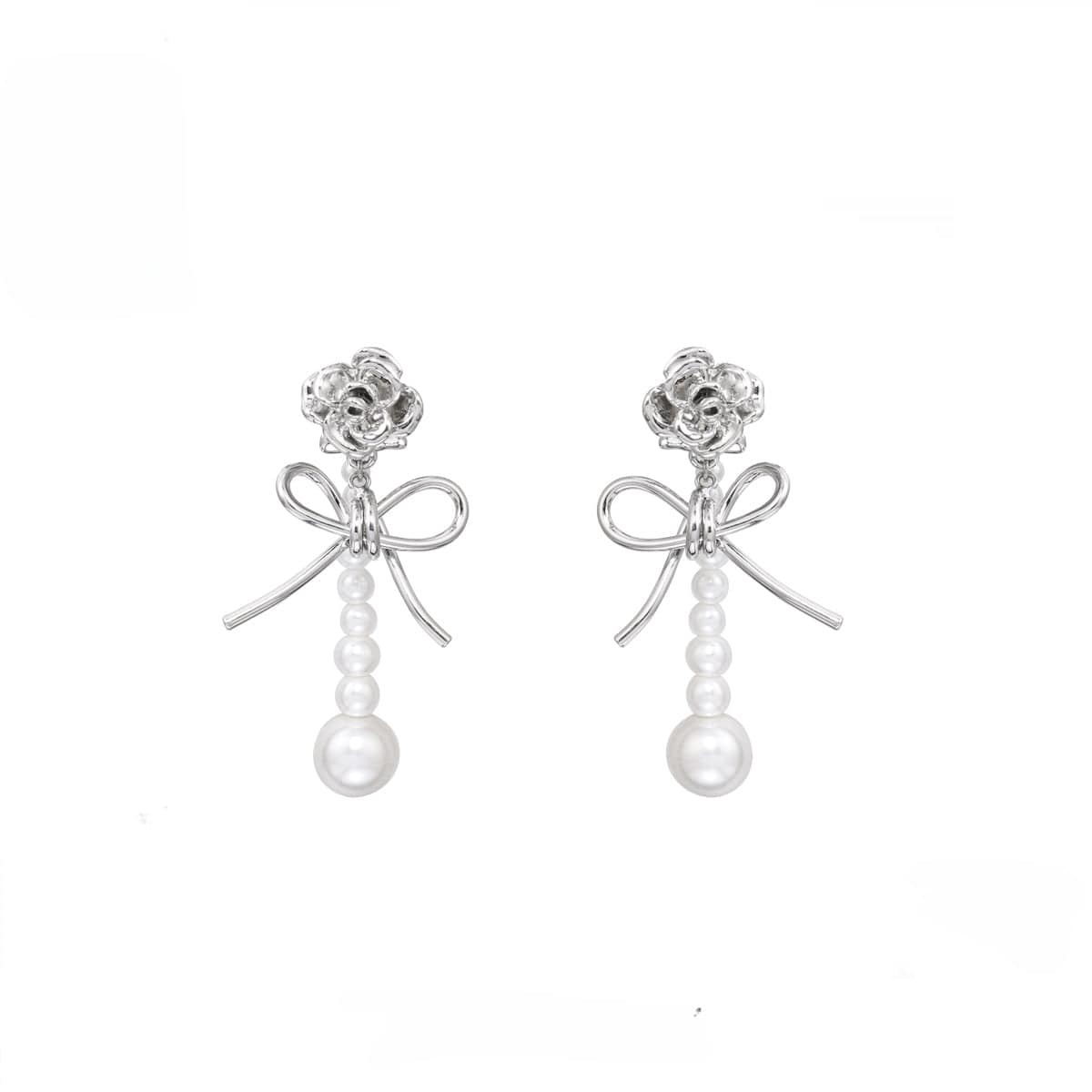 Kobine Women's Lolita Bowknot Rose Beaded Earrings