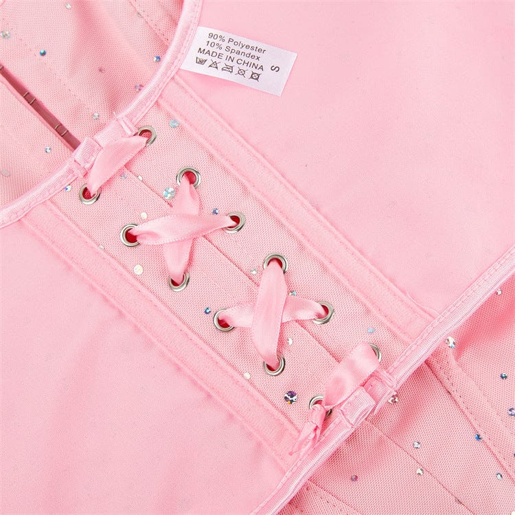 Kobine Women's Lolita Diamante Mesh Overbust Corset