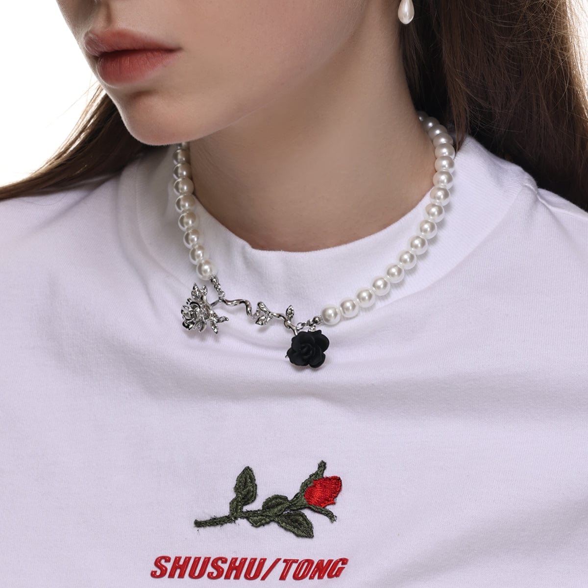 Kobine Women's Lolita Double Rose Pearl Necklace