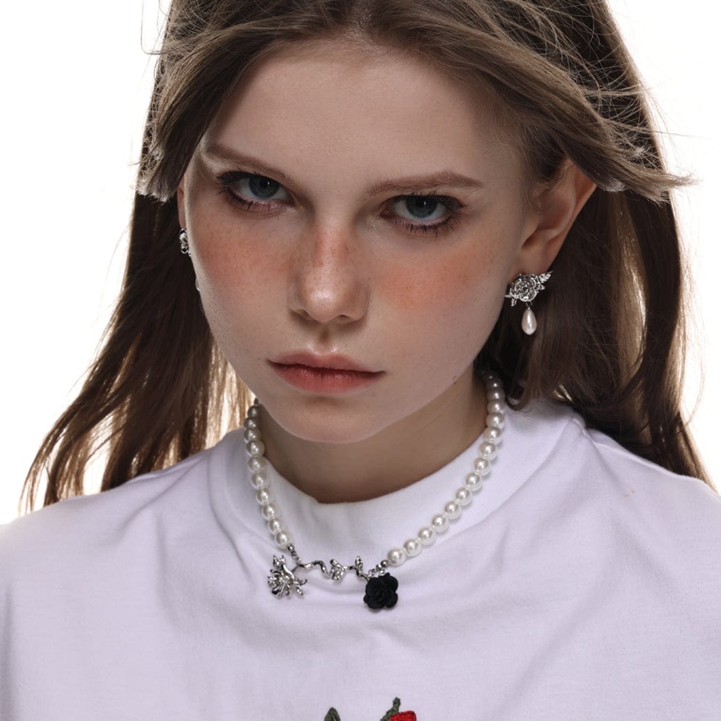 Kobine Women's Lolita Rose Pearl Earrings