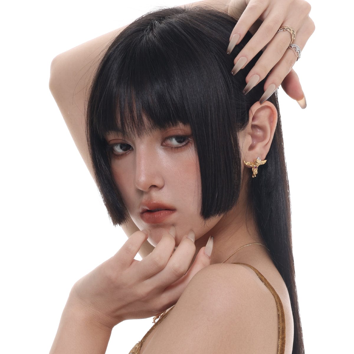 Kobine Women's Punk Angel Earrings