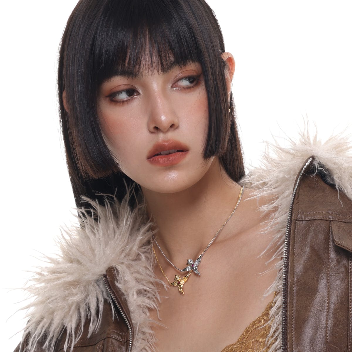 Kobine Women's Punk Angel Necklace