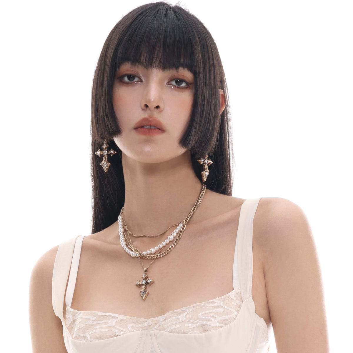 Kobine Women's Punk Cross Earrings