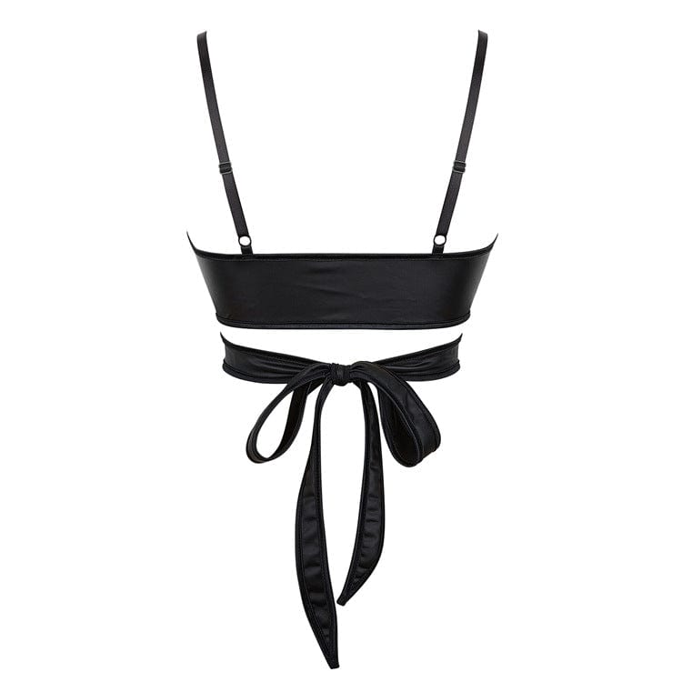 Kobine Women's Punk Cross Strappy Faux Leather Bustier