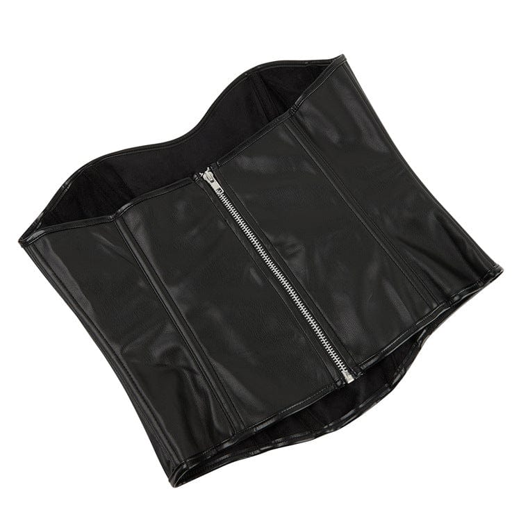 Kobine Women's Punk Cutout Faux Leather Overbust Corset