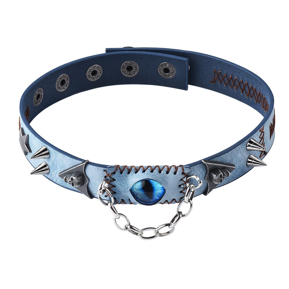 Kobine Women's Punk Devil's Eye Studded Choker