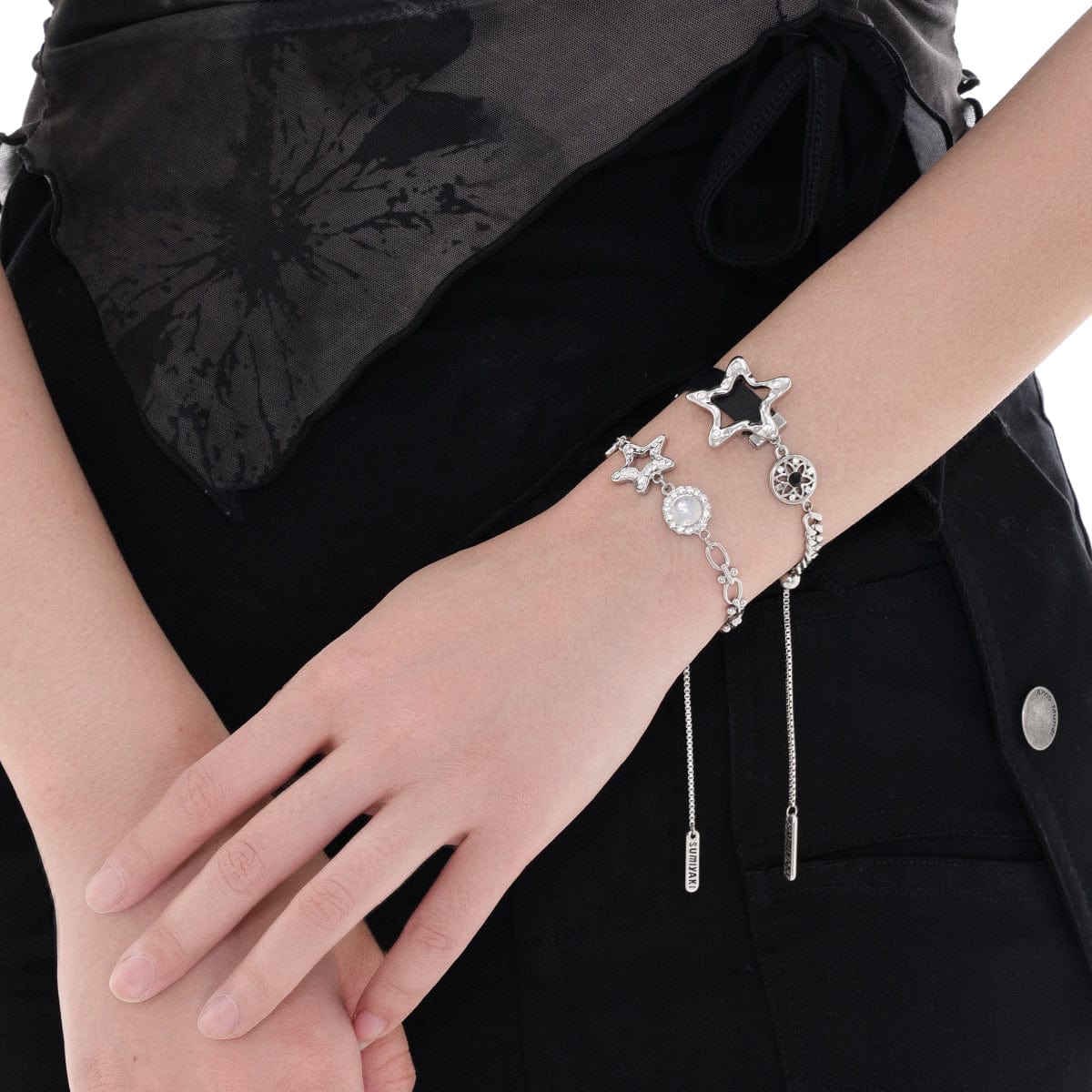 Kobine Women's Punk Diamante Star Bracelet