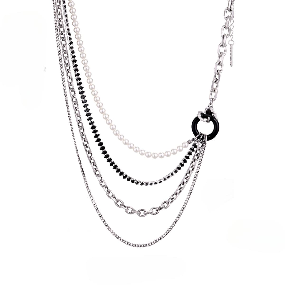 Kobine Women's Punk Dragon Claw Layered Pearl Necklace