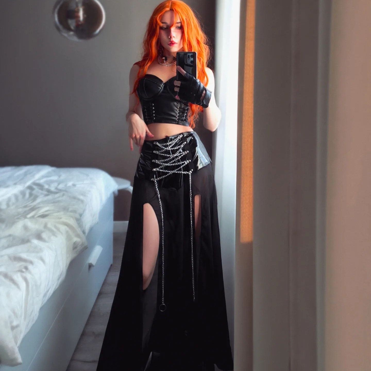 Kobine Women's Punk Faux Leather Bustier