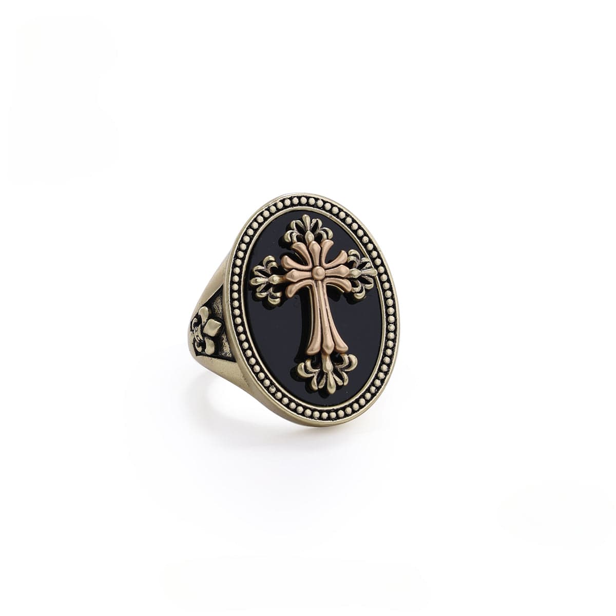 Kobine Women's Punk Floral Cross Ring