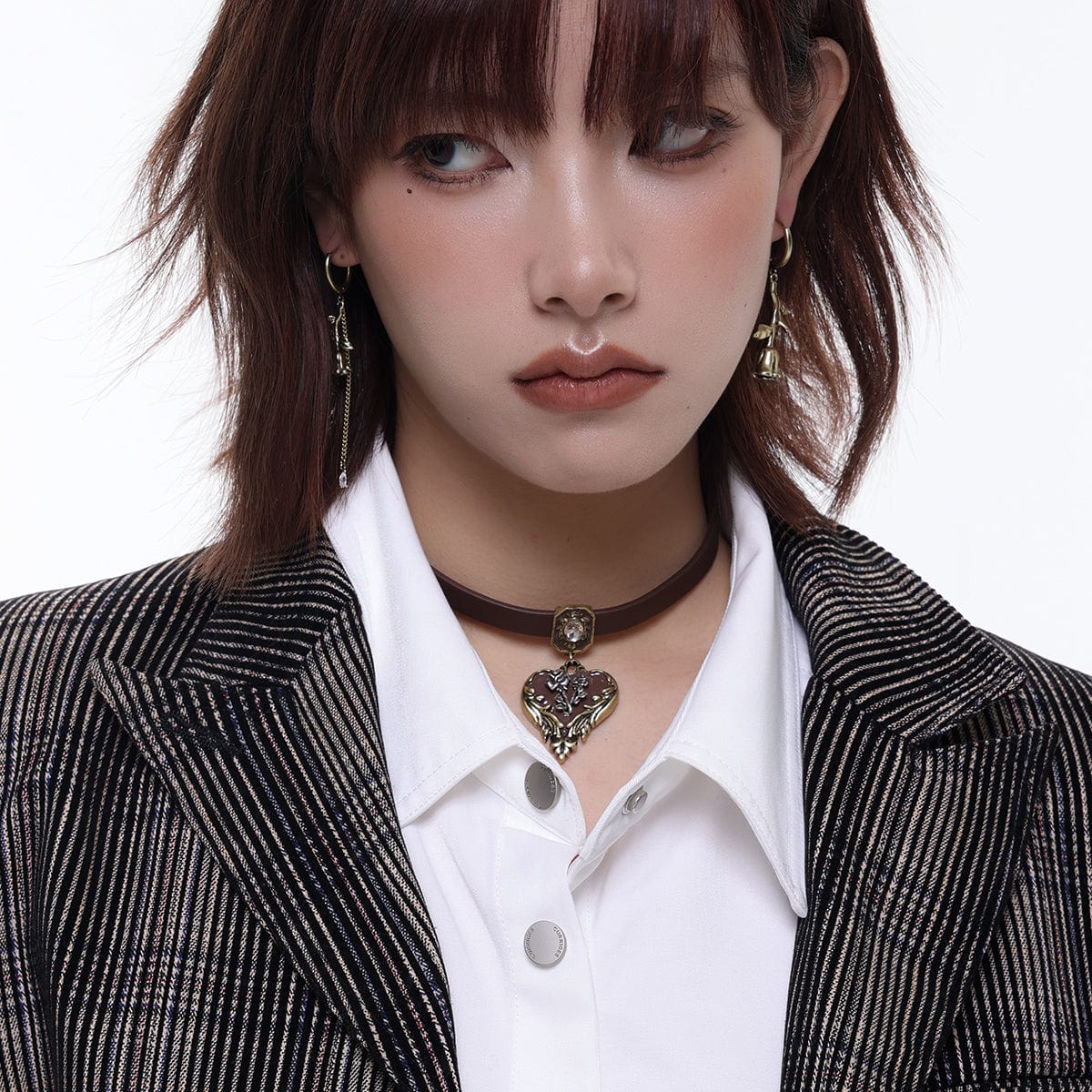 Kobine Women's Punk Heart Rose Distressed Choker