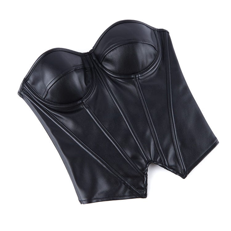 Kobine Women's Punk Irregular Lace-up Side Zipper Overbust Corset